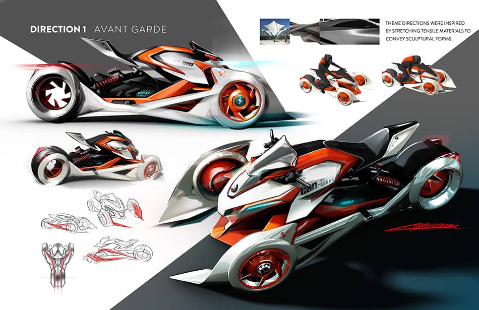 Can-Am Super Spyder ideation sketches by John Mark Vicente