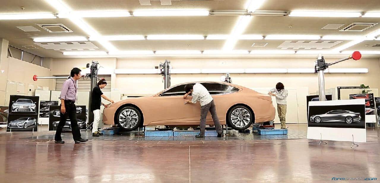 Working on a full-size clay model of the Lexus LS 500