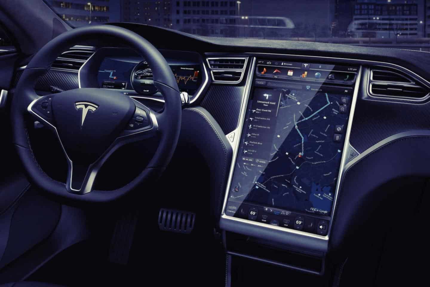 Tesla Model S blue HMI